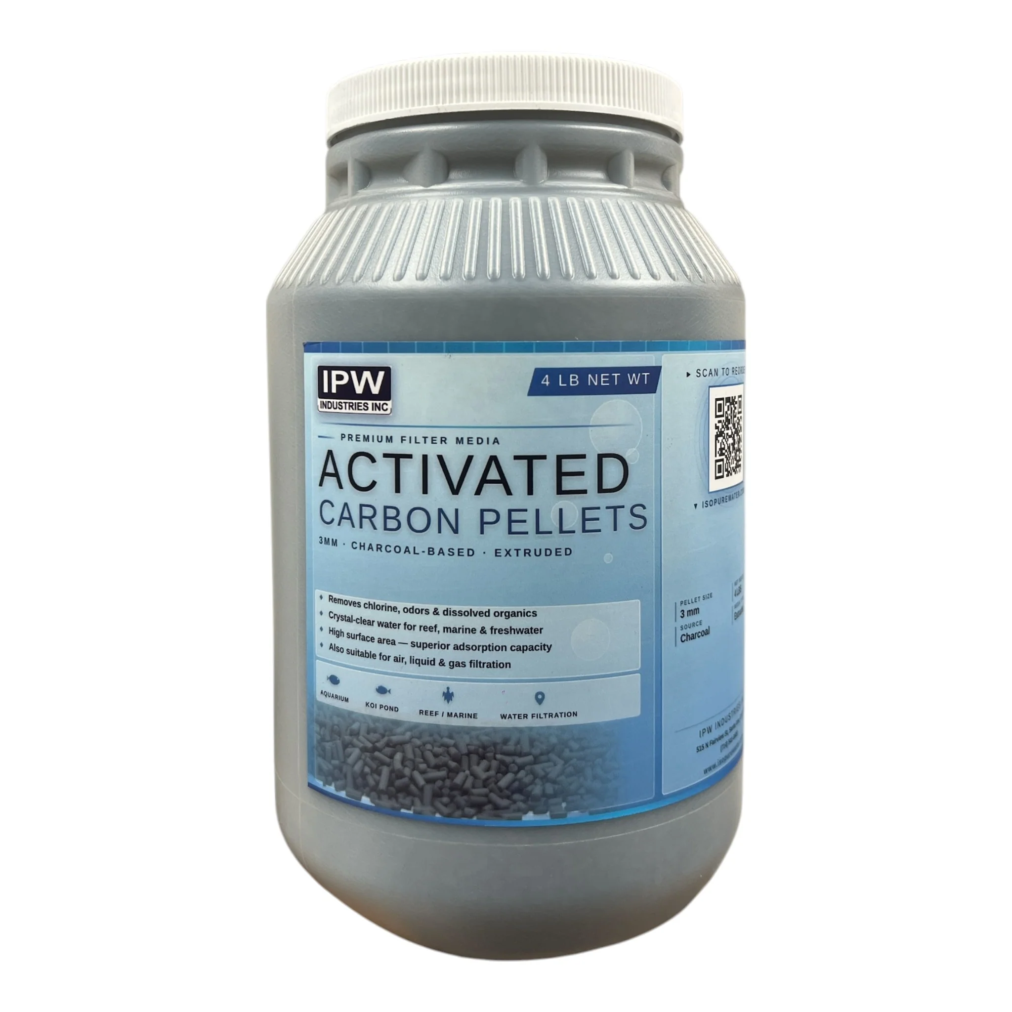 IPW Industries Inc (3mm60CTC) 4 lbs Bulk Activated Carbon Charcoal Pellets for Aquarium Fish Tank Koi Reef Filter - Image 2