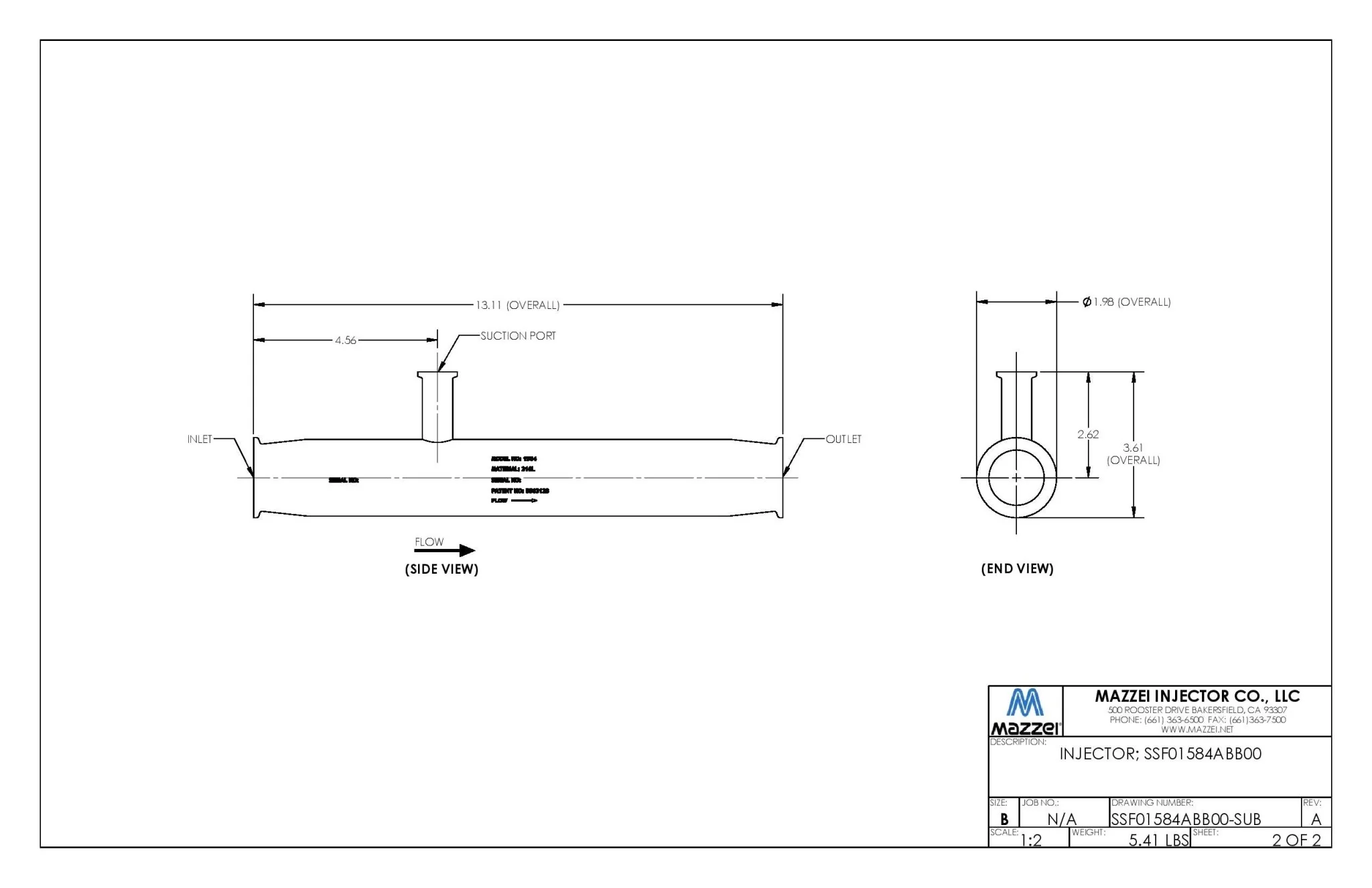 Mazzei - 1584 Series - 1.5" Male NPT Inlet/Outlet Connections (0.50" Barbed/Male NPT Threaded Suction Port Cap) - Image 14