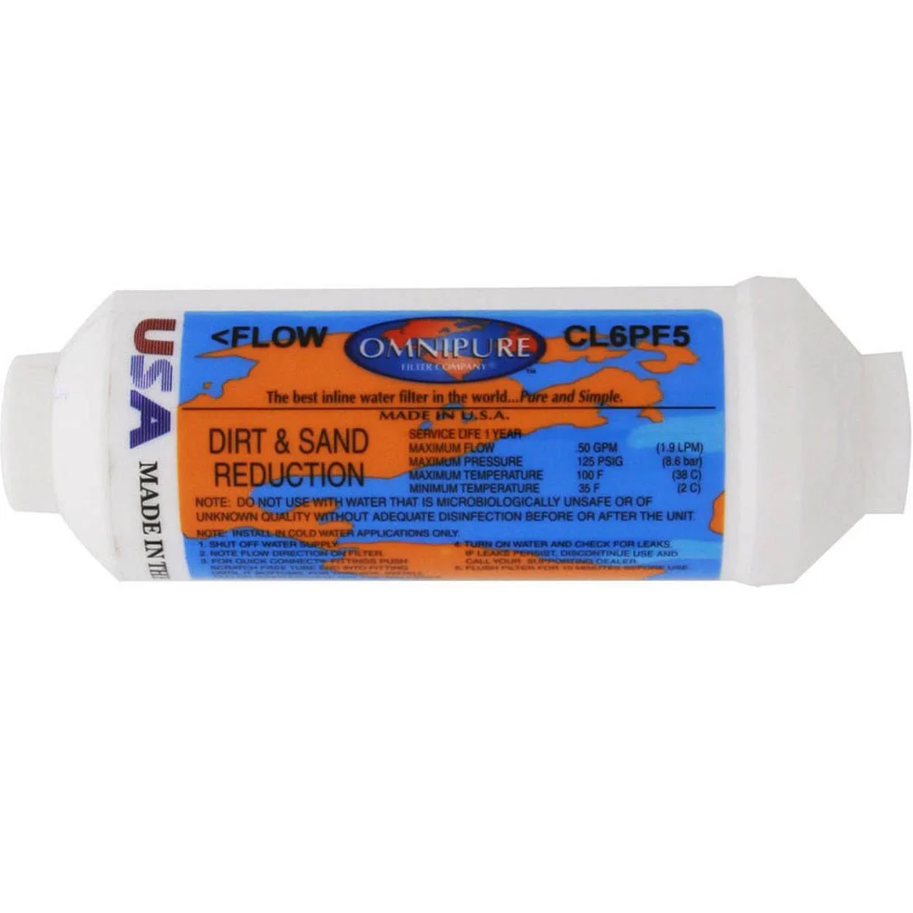 Omnipure - CL6PF5 - 6" x 2" Sediment Inline Filter - 5 Micron