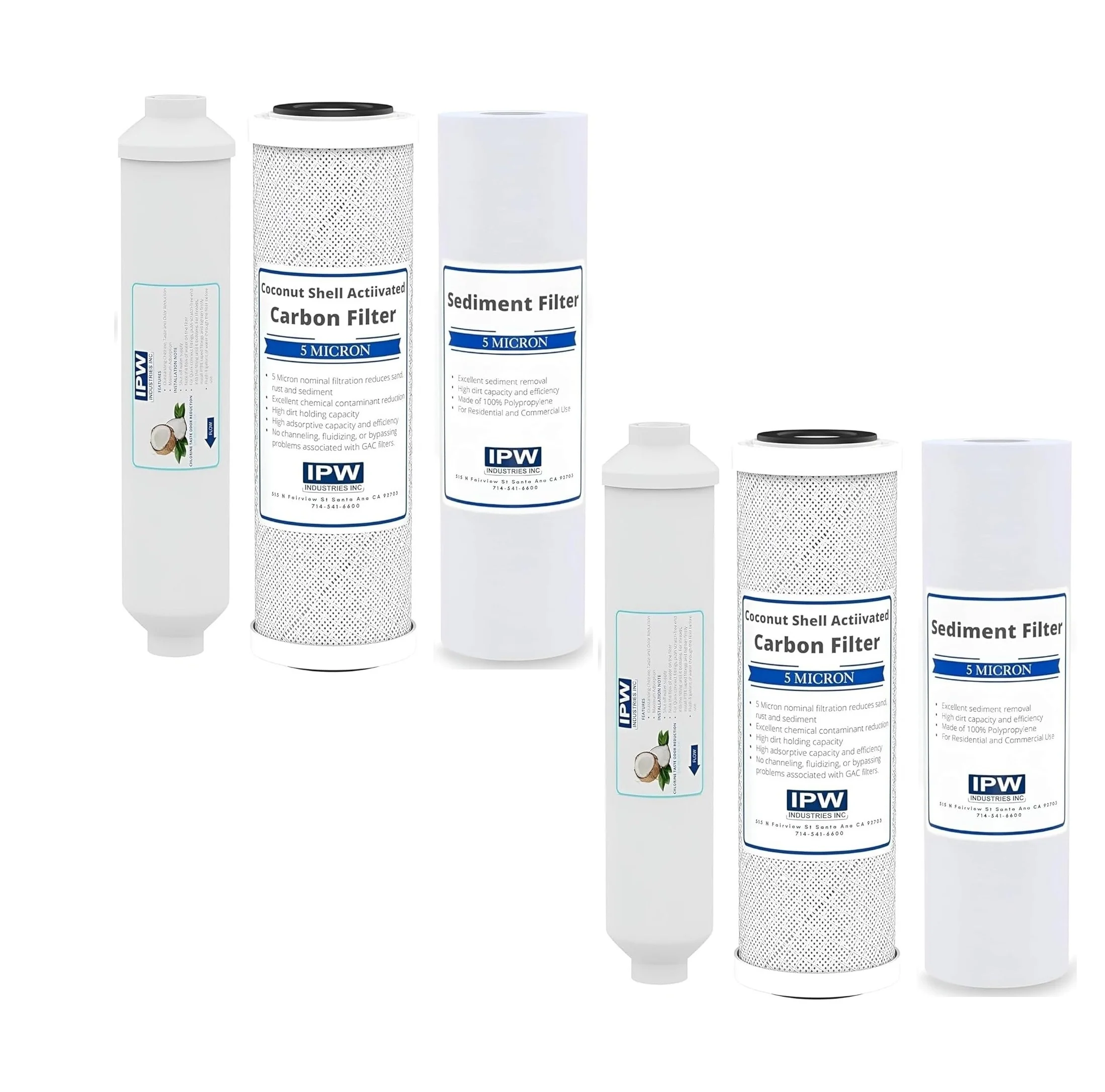 IPW Industries Inc -Replacement Filter Kit for 10"x 2.5 RO Systems – Carbon Block, Sediment, and Inline GAC Filters - Image 2