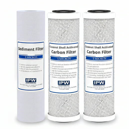 Universal 5-Micron RO Pre-Filter Replacement Kit — 2 Carbon Blocks + 1 Sediment Filter | Fits iSpring RCC7AK, APEC ROES, Olympia, Krystal Pure KR10 & KR15